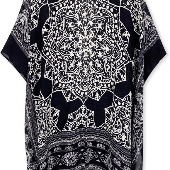 Women's Kimono Cardigan Summer Swimsuit Coverups Beach Cover Up with Floral Prin - Picture 4 of 5